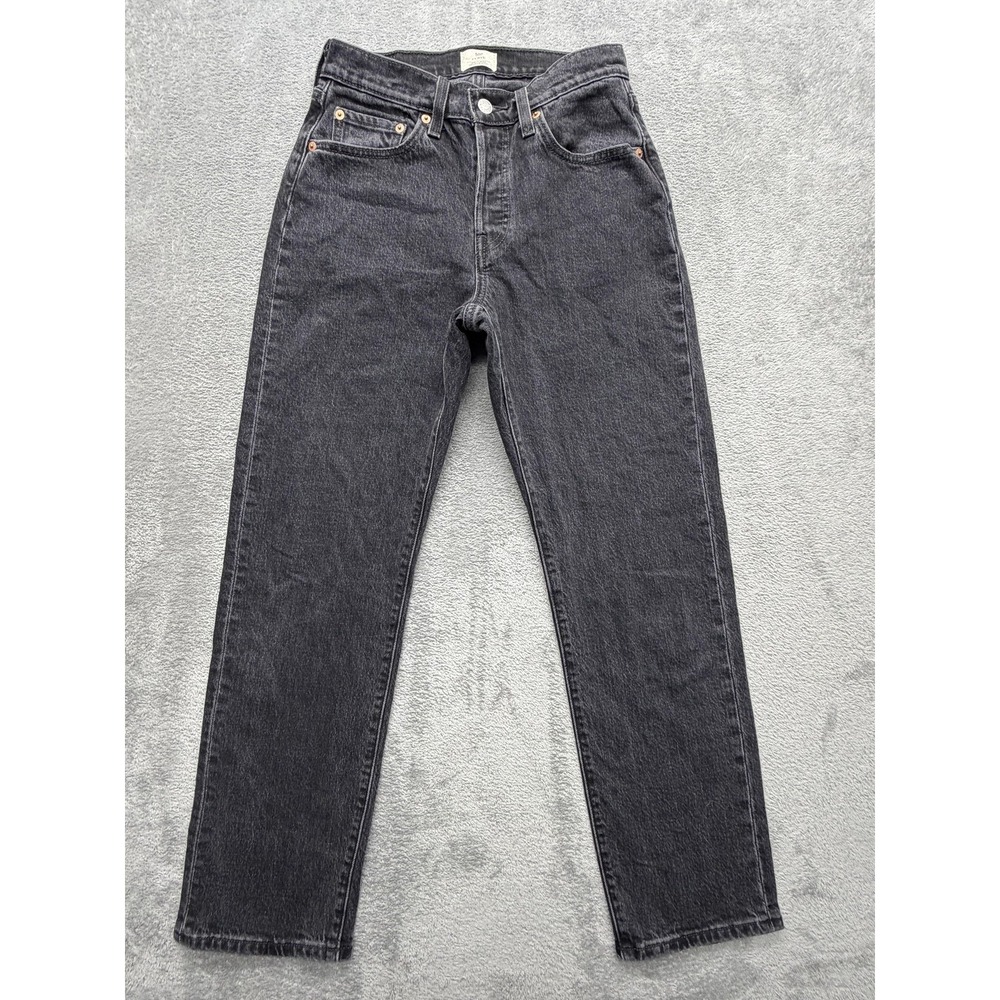 Levi's 501 Jeans‎ Womens Measured 28x29 Black Curvy Straight High Rise Charcoal